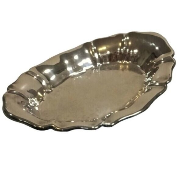 Vintage Viking Plate Silver Plated Canadian Oval Fluted Etched Serving Plate - Picture 1 of 6